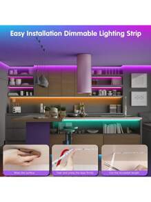 ONELEDWANGRX 1m-15m RGB LED Strip Light, APP Controlled, Suitable For TV Backlight, Music Sync Color Changing, Timer On/Off, Dimmable Smart Night Light, Cuttable & Flexible, Easy To Install With Double-Sided Tape, Applicable For TV, Monitor, Bedroom, Living Room, Ceiling, Kitchen, Bar, Corridor, Party Decoration - White - View 8