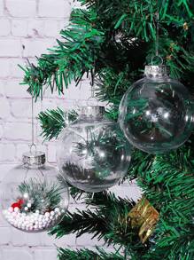 3/6/9/12Pcs Christmas Transparent Ball Plastic Christmas Trees Open Ball Box Bauble Ornament Wedding Gift Present Party Home Decoration,Christmas - Clear - View 9
