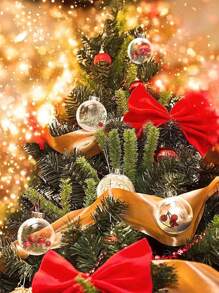 3/6/9/12Pcs Christmas Transparent Ball Plastic Christmas Trees Open Ball Box Bauble Ornament Wedding Gift Present Party Home Decoration,Christmas - Clear - View 7