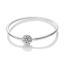 Silver Color Snowflake Clasp Snake Chain Bangle, Elegant Luxury Style, Charm Fashion Bangle For Women, Men, High Quality Jewelry For Gift - Silver - View 9