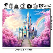 Tela de fondo con un precioso castillo de ensueño, nuevo de paquete. Ideal para Navidad - Multicolor - Ver 2