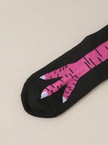 1 coppia di calze lunghe e divertenti a forma di zampa di pollo, comode e calde, adatte per la primavera e l'autunno, in stile Y2K - Multicolore - Visualizzare 5