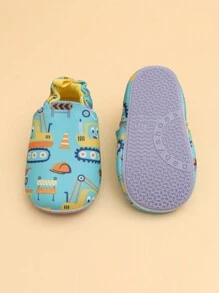 1 Coppia di Ciabatte Antiscivolo con Fantasia di Escavatore Animato per Ragazzi e Ragazze, Scarpe Basse per Bambini con Suola Morbida per le Quattro Stagioni e la Prima Infanzia