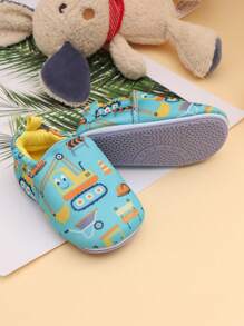 1 Coppia di Ciabatte Antiscivolo con Fantasia di Escavatore Animato per Ragazzi e Ragazze, Scarpe Basse per Bambini con Suola Morbida per le Quattro Stagioni e la Prima Infanzia