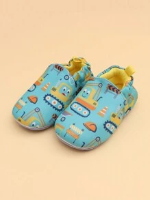 1 Coppia di Ciabatte Antiscivolo con Fantasia di Escavatore Animato per Ragazzi e Ragazze, Scarpe Basse per Bambini con Suola Morbida per le Quattro Stagioni e la Prima Infanzia