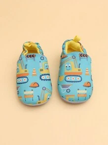 1 Coppia di Ciabatte Antiscivolo con Fantasia di Escavatore Animato per Ragazzi e Ragazze, Scarpe Basse per Bambini con Suola Morbida per le Quattro Stagioni e la Prima Infanzia