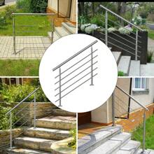 LILIIN Railing Handrail Stainless Steel 80cm / 100cm / 120cm / 150cm / 160cm / 180cm / 200cm Stair Railing 0 / 2 / 3 / 5 Cross Bars Angle Adjustable Handrails Rod Railing Set