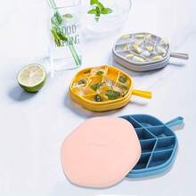 1 pieza Creativa Bandeja de cubitos de hielo con diseño de dibujos animados, material de silicona, caja de hielo para refrigerador del hogar con capacidad extra grande y desmoldeado rápido - Multicolor - Ver 6