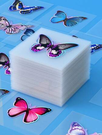 80入組激光閃粉蝴蝶貼紙，防水PET貼紙，多彩暈光，適用於裝飾日記、水壺、筆記型電腦、吉他，兒童節、聖誕節、復活節、生日禮物