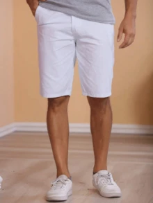 Men Denim Shorts - 白色 - 查看 2