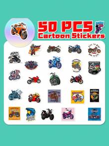 Finego Paquete De Pegatinas Para Motocicletas, 50 Piezas De Pegatinas Y Calcomanías De Vinilo Impermeables Y Geniales Para La Vida De La Moto, Pegatina De Amor Por Las Carreras De Coches Para Adultos, Hombres, Bicicleta, Computadora Portátil, Patineta Y Botella De Agua - Multicolor - Ver 3