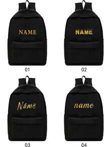 Customized Backpack Large Capacity Rucksack Canvas Custom Name In 4 Fonts Pattern Shoulders Bags Sport Bag Personal Tailor School Back Pack Computer Bag Knapsack Outdoor School Bag Back Pack Laptop Organizer Storage Bag For Hiking Camping For Student Back To School Stuff Portable,Multifunction,Versatile,Functional,Practical,All-Purpose Fashion,Colorful,Contracted,Vacay Vibes/Vacation,Preppy,Leisure Custom,Personalized,Unique,Customized Finds,Winter Fashion,Christmas/Holiday Gift,Personalized Gifts For Women,School Bag/College Backpack Ideal Gifts For Him Her,Children For Birthdays,For Graduation,For Christmas,For Winter,For Fall/Autumn,For School,For Outdoors/Outings/Travel/Hiking/Stadium/Sports/Climbing - Black - View 2