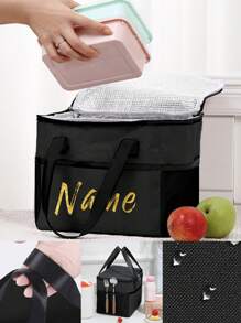 Customized Insulating Lunch Bag Custom Name Pattern Women Cooler Handbags Student Thermal Lunch Bags For Work Canvas Food Tote Bag Thermal Bag For Women Kids Insulated Refrigerated Lunch Box Bag For Man Picnic Bag Fridge Bag Cooler Lunch Box Ice Pack Food Storage Bag