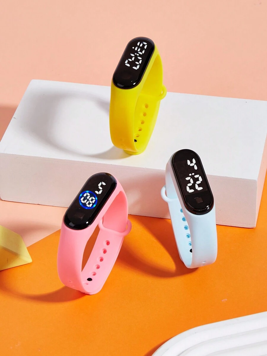 儿童手表3件组合M3触摸屏LED时尚潮流休闲运动防水儿童中小学生电子表组合套装