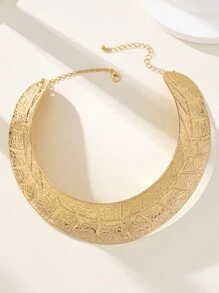 1pc  Golden Floral Leaf Design Exaggerated Choker Necklace - Gold - View 3