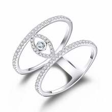 1只輕盈的925銀鑲嵌鑽石,奢華氣氛,簡約獨特設計,女士戒指 - 銀色 - 查看 1