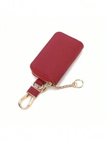 1Pc Fashionable Car Key Bag, Universal Model, Men's And Women's Storage Key Leather Case, Mini Key Bag - one-size - View 10