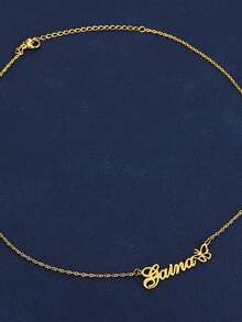 Tùy chỉnh Tên Vòng Cổ Bướm Charm Choker Cá Tính Bảng Tên Cổ Cho Nữ Cô Gái Thép không gỉ Đeo Hàng Ngày Trang Sức - Vàng - Xem 7