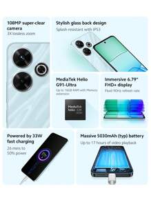 Xiaomi Mi Redmi 13 Global Version 8GB+256GB Smartphone 108MP Super-Clear Camera Powered By 33W Fast Charging Immersive 6.79" 90Hz Display MediaTek Helio G91-Ultra Massive 5030mAh (Typ) Battery