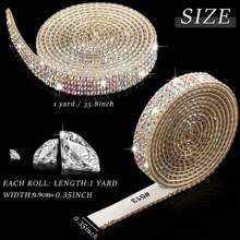 1pc Crystal Rhinestone Self Adhesive Strip For Clothing Decoration Accessories - one-size - View 2