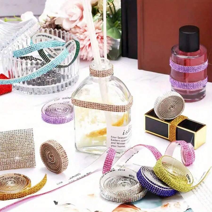 1pc Crystal Rhinestone Self Adhesive Strip For Clothing Decoration Accessories - one-size - View 1