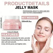 MOOYAM 250ML Polvo de mascarilla de gelatina para cara, Mascarilla de gelatina hidratante de rosa búlgara, hidratación, reafirmación, limpieza profunda y suavización de la piel, y polvo de mascarilla de hidrógeno exfoliante profesional 8.8 oz