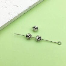 Bộ 50 Hạt Cổ Bạc Rời Hợp Kim Miếng Đệm Hạt Có Lỗ Mũ Hạt Kim Loại Hạt Bạc Cổ Miếng Đệm Thủ Công Cho Vòng Tay Vòng Cổ Hàng Thủ Công Trang Sức DIY Craft - Màu Bạc Cổ - Xem 15