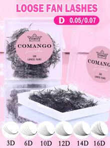 CoMango 500Fans 散装扇形睫毛延长 0.05/0.07mm 尖头底座 3D/6D/10D/12D/14D/16D 浓密预制扇形睫毛延长睫毛簇、睫毛簇、单根睫毛、睫毛、假睫毛 - D - 查看 2