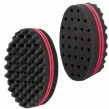 1 件蓝色扭发海绵大孔双面梳波浪刷非洲卷发卷护理工具健身海绵头发男士，理发，发饰，男士配饰，男士配饰，男士头部配饰 - 藍色 - 查看 7