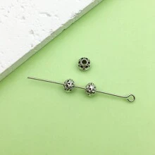 Bộ 50 Hạt Cổ Bạc Rời Hợp Kim Miếng Đệm Hạt Có Lỗ Mũ Hạt Kim Loại Hạt Bạc Cổ Miếng Đệm Thủ Công Cho Vòng Tay Vòng Cổ Hàng Thủ Công Trang Sức DIY Craft - Màu Bạc Cổ - Xem 8