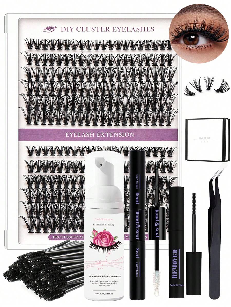 DIY Eyelash Extensions Kit,240pcs 816mm Mix 30D 40D D Curl Individual