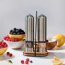 家居廚房調味研磨瓶黑胡椒粉川椒海鹽粉研磨調節電動胡椒研磨機，廚房，廚房用品，食品，烹飪，調味品，香料，黑胡椒，大蒜，鹽，置物架，派對，室內裝飾。 - 彩色 - 查看 6