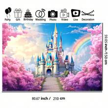 Tela de fondo con un precioso castillo de ensueño, nuevo de paquete. Ideal para Navidad - Multicolor - Ver 3