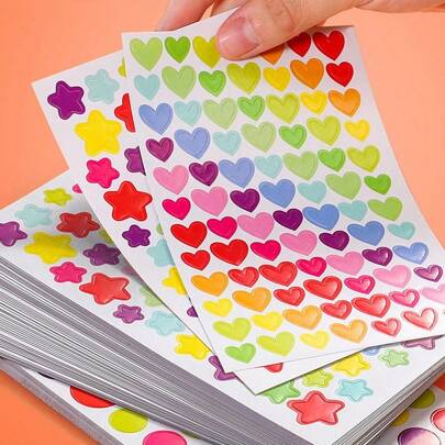 1/10 Sheets Colorful Diary Graffiti Stickers Student Notebook Decoration Heart Star Dot Sticker Scrapbook Albums Self-Adhesive Graffiti Stickers
