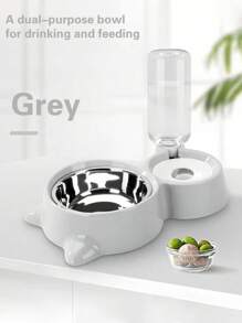 1 Set Di Ciotole Per L'alimentazione Di Cani E Gatti Di Piccole/Medie Dimensioni, Distributore Automatico Di Acqua E Piatti Per Il Cibo Dei Animali Domestici, Doppia Ciotola In Acciaio Inossidabile Per Forniture Di Animali Domestici
