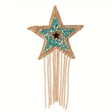 1 grote, nieuwe, veelkleurige, vijfhoekige stervormige kwast
met kristallen strass-steentjes voor hittereparatie, decoratief strijkijzer
voor kleding, schoenen en hoeden, en DIY-patroonaccessoires voor bagage