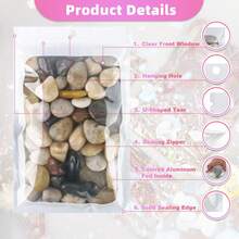 50入組防臭箔袋-可重封全息包裝袋，帶透明窗口，適用於食品儲存、睫毛珠寶、電子儲存、唇彩和餅乾-可重封、可愛的派對和包裝袋，適用於萬圣節、聖誕節 - 彩色 - 查看 4