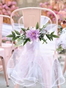 1 szt. Dekoracje na krzesła weselne, sztuczne kwiaty, kokardy na ławki kościelne na ceremonię ślubną - Wielokolorowe - Zobacz 6