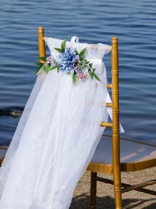 1 szt. Dekoracje na krzesła weselne, sztuczne kwiaty, kokardy na ławki kościelne na ceremonię ślubną - Wielokolorowe - Zobacz 8