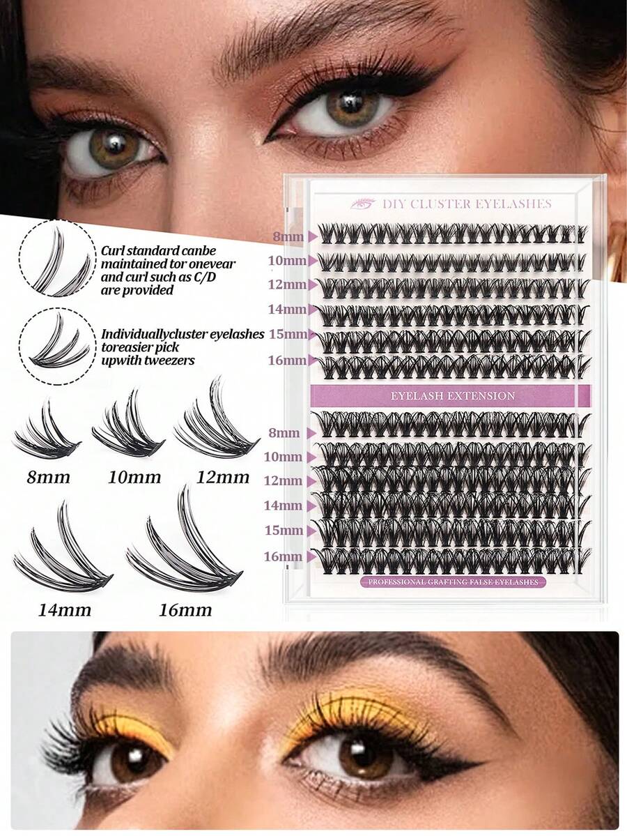 DIY Eyelash Extensions Kit,240pcs 816mm Mix 30D 40D D Curl Individual