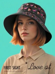 1pc Custom Face Unisex Bucket Hat, Personalized Bucket Hat, Custom Unisex Bucket Hat With Face, Custom Summer Hat For Party, Custom Bucket Hat, Custom Wide Brim Outdoor Summer Cap, Bachelor Party Gift, Valentine Gift, Birthday Gift, Mother's Day Gift, Father's Day Gift, Best Friend Gift, Gift For Mom/Dad, Gift For Her/Him/Girlfriend/Boyfriend,Colorful,Cute,Adorable,Funny,Kawaii,Y2K,Stylish,Unisex,Casual,Custom,Personalized,Unique,Customized,Ideal Gifts For Him,Ideal Gifts For Her,Her,Boyfriend,Girlfriend,Family,Friends,Children,For Anniversaries,For Valentine's Day,For Mother's Day,For Birthdays,For Children's Day,For Father's Day,For Graduation,For Weddings,For Housewarming,Chic Autumn,Apparel Accessories,Customized Hats