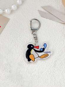 Llavero unisex de pingüino animado lindo, colgante acrílico de Pingu para parejas, amigos, mochilas y llaves