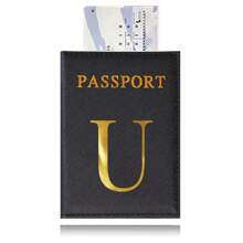 Hot Passport Cover PU Leather Card Case For Women  Initials A To Z Letter Pattern Passport Holder Lovers Men Air Plan Travel Passport Sleeve Business Passport Holder ID Cover Unisex Card Slim Passport RFID Card Case Cover Travel Accessories - Black - View 9