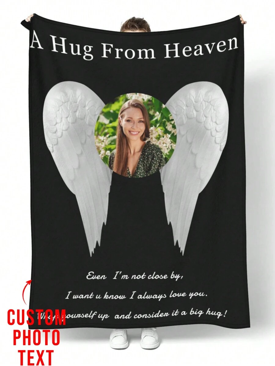 1pc Custom Blanket,Personalized Memorial Photo Blanket Personalized