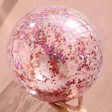 Sparkling Shiny Sequin Inflatable Beach Ball - PVC Water Toy For Fun-Filled Family Parties & Vibrant Beach Events - Perfect Summer Fun For All Ages,Inflatable Balls,Inflatable Ball,Bouncy Balls Rubber,Sensory Toys,Beach Toys,Fidget Toys