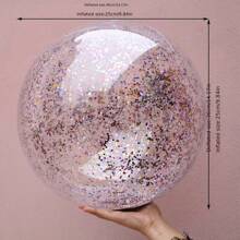 Sparkling Shiny Sequin Inflatable Beach Ball - PVC Water Toy For Fun-Filled Family Parties & Vibrant Beach Events - Perfect Summer Fun For All Ages,Inflatable Balls,Inflatable Ball,Bouncy Balls Rubber,Sensory Toys,Beach Toys,Fidget Toys