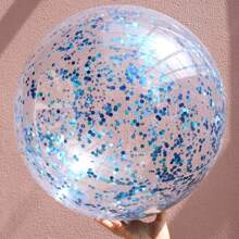 Sparkling Shiny Sequin Inflatable Beach Ball - PVC Water Toy For Fun-Filled Family Parties & Vibrant Beach Events - Perfect Summer Fun For All Ages,Inflatable Balls,Inflatable Ball,Bouncy Balls Rubber,Sensory Toys,Beach Toys,Fidget Toys