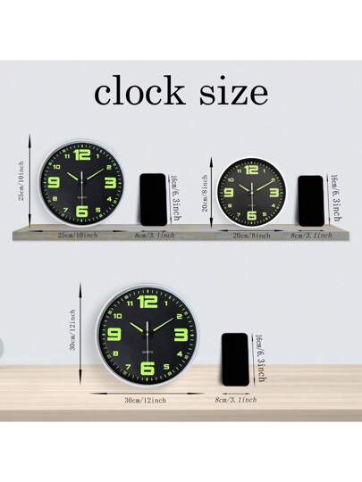 Glow In The Dark Wand Clock, Creative Silent Living Room Bedroom, Home Kitchen, Office Easter Friend "10" 12 "(No Battery) (Needs To Absorb Enough Verlichting Energy Shine),Home ,Room Klok Bedroom Dormitory Back School view 3