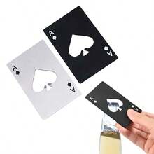 1入組黑桃A瓶開器，不鏽鋼信用卡大小的啤酒瓶開器，適用於錢包口袋，婚禮派對禮物，罐頭開罐器 - 彩色 - 查看 3