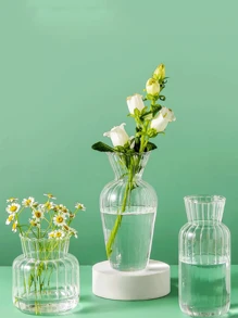 1pc Nordic Style Hydroponic Glass Flower Vase, Home Decor Transparent Ornament For Living Room Decoration,Home Decor,Flower Vase,Centerpiece,Table Decor Glass Vase - Clear - View 8